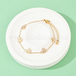 304 Stainless Steel Enamel Link Bracelets for Women&nbsp;BJEW-G747-02G