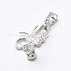 Anti-Tarnish Rhodium Plated 925 Sterling Silver Micro Pave Cubic Zirconia Pendant Bails&nbsp;X-STER-P034-56P