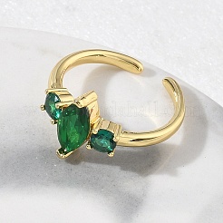 Brass Micro Pave Cubic Zirconia Cuff Open Rings for Women&nbsp;RJEW-L343-14G-06