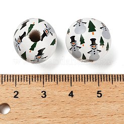 Christmas Printed Schima Wood European Beads&nbsp;WOOD-G024-02B