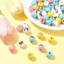 50Pcs 10 Colors Wood European Beads&nbsp;WOOD-FS0001-26