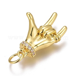 Brass Micro Pave Clear Cubic Zirconia Pendants&nbsp;X-ZIRC-O035-12G