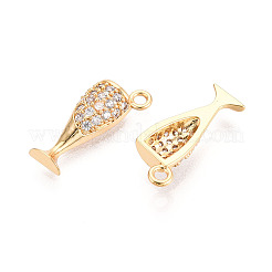 Brass Pave Clear Cubic Zirconia Pendants&nbsp;KK-T074-101G