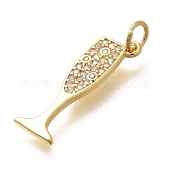 Brass Micro Pave Cubic Zirconia Pendants&nbsp;KK-Q043-18G