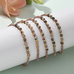 2mm Faceted Natural Rhodonite Beaded Braided Adjustable Bracelets for Women&nbsp;PF2854-3