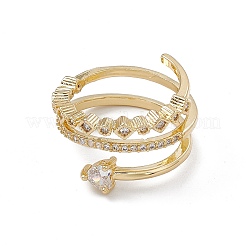 Clear Cubic Zirconia Arrow Open Cuff Ring&nbsp;RJEW-G276-09G
