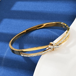 201 Stainless Steel with Rhinestone Bangles for Women&nbsp;BJEW-B138-03G