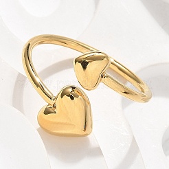 304 Stainless Steel Heart Cuff Rings for Women&nbsp;RJEW-A063-01D-G