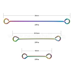 60Pcs 3 Style Ion Plating(IP) 304 Stainless Steel Eye Pins&nbsp;STAS-LS0001-62MC