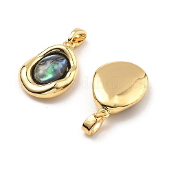 Brass Pave Natural Paua Shell Pendants&nbsp;KK-B129-08G