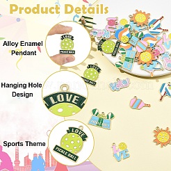 30Pcs 10 Styles Alloy Enamel Sports Pendants&nbsp;ENAM-YW0008-86