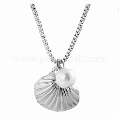 Summer Ocean Round White Shell Pearl Stainless Steel Shell Shaped Pendant Necklaces for Women&nbsp;YD7166-2