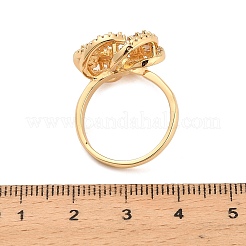 Flower Brass Micro Pave Cubic Zirconia Cup Peg Ring Settings for Half-drilled Beads&nbsp;KK-NH0009-05G