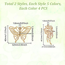 40Pcs 10 Styles Butterfly Hair Stick Findings&nbsp;FIND-GA0005-30