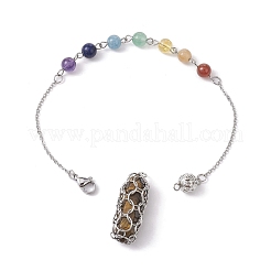 Mixed Synthetic & Natural Round Gemstone Pointed Dowsing Pendulums&nbsp;PALLOY-JF02455-02