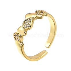 Brass Micro Pave Clear Cubic Zirconia Cuff Rings for Women&nbsp;RJEW-H247-28G