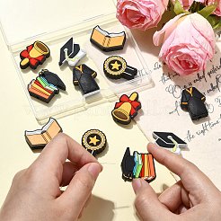12Pcs 6 Styles Graduation Season Theme Silicone Focal Beads&nbsp;SIL-CJ0001-46