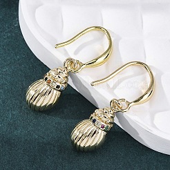 Brass Micro Pave Colorful Cubic Zirconia Dangle Earrings&nbsp;EJEW-F362-13G