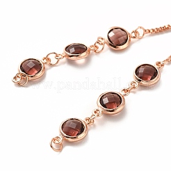 Real Rose Gold Plated Half Finished Brass Rhinestone Box Chains Bracelet&nbsp;MAK-M026-01RG