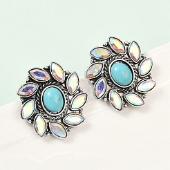 Alloy Synthetic Turquoise Stud Earrings&nbsp;LS-EJEW-U053-02AS