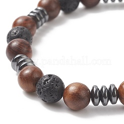 Gemstone & Wood Beaded Stretch Bracelet for Women&nbsp;BJEW-JB09153