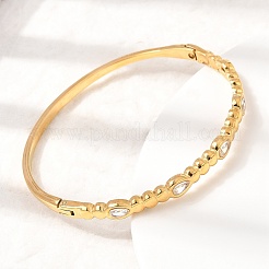 304 Stainless Steel Pave Clear Cubic Zirconia Teardrop Hinged Cuff Bangles for Women&nbsp;SA-CBAF851-06G