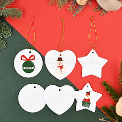 12Pcs 3 Styles Porcelain Heat Transfer Sublimation Blank Pendant Decorations&nbsp;AJEW-SP0004-06