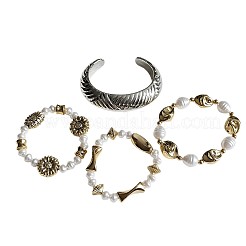 CCB Plastic & Faux Pearl & Plastic Beaded Stretch Bracelet Sets&nbsp;WG2A95F-01