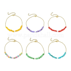 Natural Dyed Freshwater Shell Nuggets Beaded 304 Stainless Steel Cable Chain Anklets for Women&nbsp;AJEW-AN00827