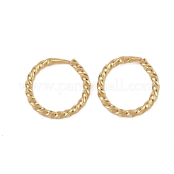 Brass Twist Ring Hoop Earrings&nbsp;EJEW-F378-01G