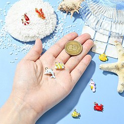 8Pcs 8 Styles Marine Organism Alloy Enamel Pendants&nbsp;ENAM-CJ0007-44