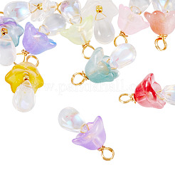 12Pcs Golden Tone Brass Wire Wrapped Mushroom Glass Pendants&nbsp;PALLOY-TAC0161