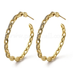 Brass Clear Cubic Zirconia C-Shaped Stud Earrings&nbsp;EJEW-L261-024G