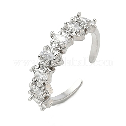 Brass Micro Pave Cubic Zirconia Cuff Open Rings&nbsp;RJEW-C163-02P