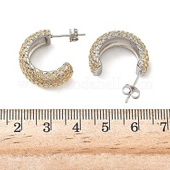 304 Stainless Steel Two Tone C-Shaped Stud Earrings&nbsp;EJEW-F392-03G