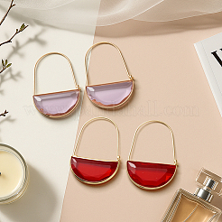 2 Pairs 2 Colors Brass Glass Hoop Earrings&nbsp;EJEW-GO0003-30A