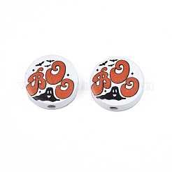 Halloween Printed Natural Wood Beads&nbsp;WOOD-T021-80