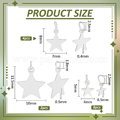 14Pcs 3 Styles 925 Sterling Silver Star Charms&nbsp;STER-BC0003-10