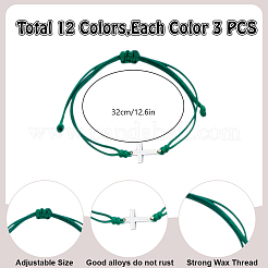 36Pcs 12 Colors Alloy Cross Link Bracelets&nbsp;BJEW-DR00016