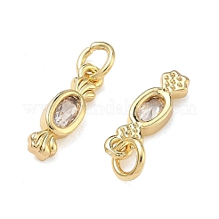 Brass Micro Pave Clear Cubic Zirconia Pendants&nbsp;KK-B170-25G