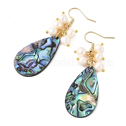 Natural Paua Shell Dangle Earrings&nbsp;EJEW-JE07306
