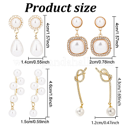 4 Pairs 4 Style Exquisite Plastic Imitation Pearl Beaded Dangle Stud Earrings&nbsp;EJEW-AN0002-09