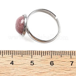 Half Round Natural Rhodonite Finger Rings&nbsp;RJEW-M062-01P-42
