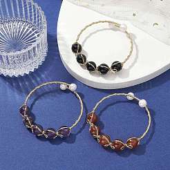 Natural & Synthetic Mixed Gemstone Round Beaded Bangle&nbsp;BJEW-JB09591