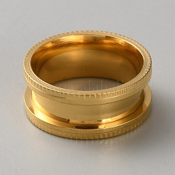 201 Stainless Steel Grooved Finger Ring Settings&nbsp;STAS-WH20002-05A-G