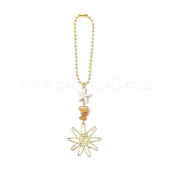 Alloy Flower & Synthetic Turquoise Starfish Pendant Decorations&nbsp;HJEW-JM03241