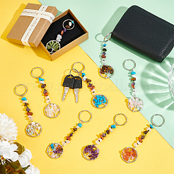 9Pcs 9 Styles Alloy & Gemstone Chip Keychains&nbsp;KEYC-UN00001