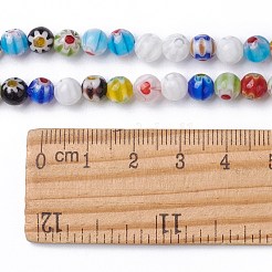 Handmade Millefiori Glass Round Bead Strands&nbsp;LAMP-J038-6mm-M