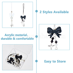 4Pcs 2 Style Acrylic & Glass & Alloy Mobile Straps&nbsp;HJEW-HS00010