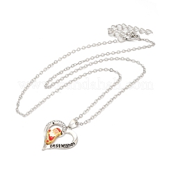 Heart with Word Best Wishes Zinc Alloy Pendant Necklaces for Christmas&nbsp;LS-NJEW-M203-02A-GP